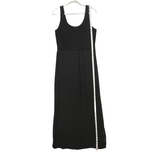 Vince Camuto Maxi Tank Dress Womens Sz Large Black Sheer Overlay Stretch Slits - Picture 9 of 10
